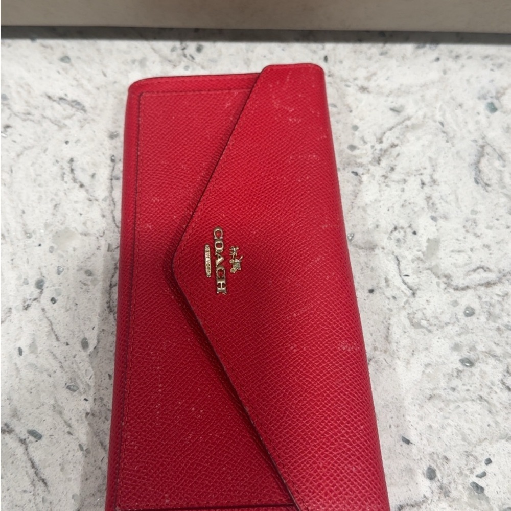 Coach Red Leather Wallet AUTHENTIC - Picture 5 of 7